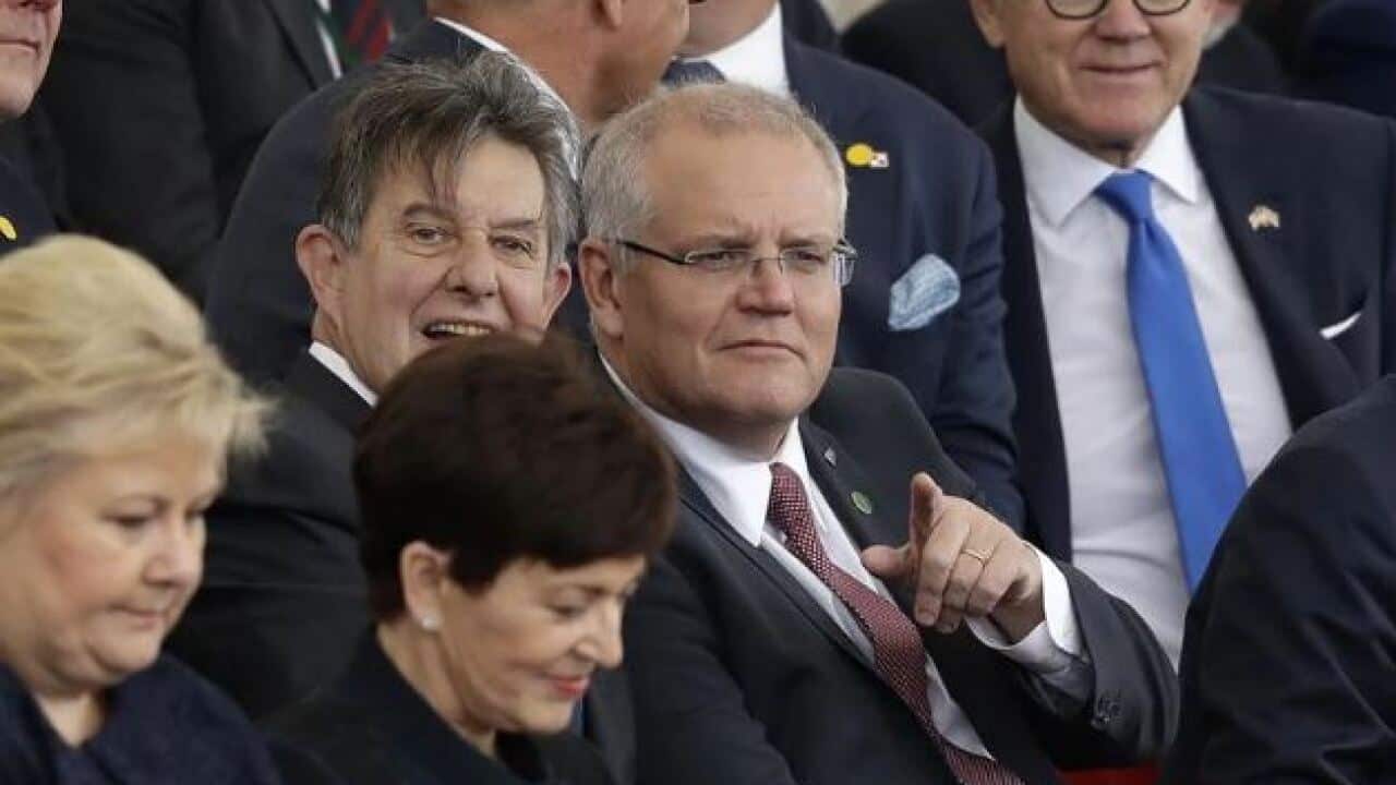 Prime Minister Scott Morrison attended D-Day anniversary celebrations in Portsmouth, England.