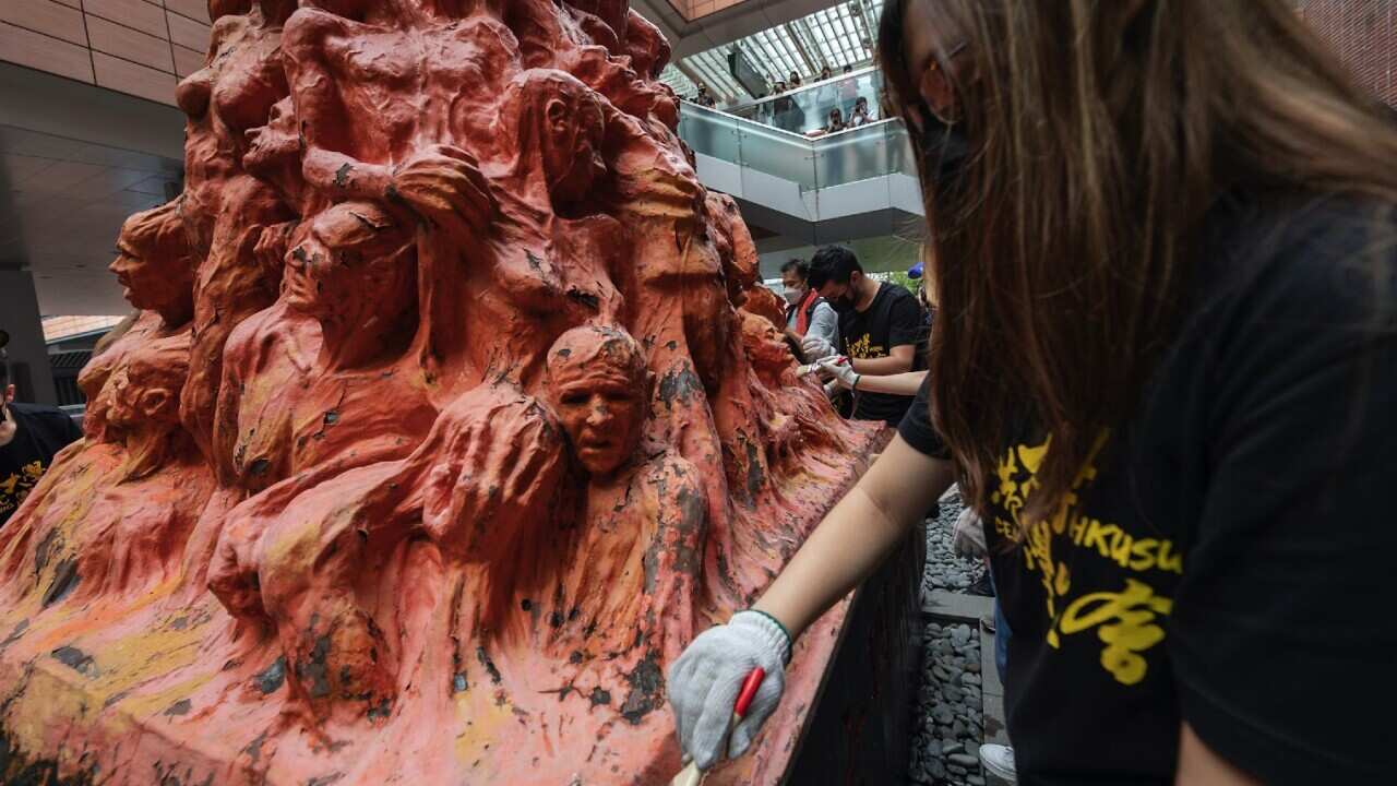 The Pillar of Shame statue memorialises the victims of China's 1989 Tiananmen Square crackdown.
