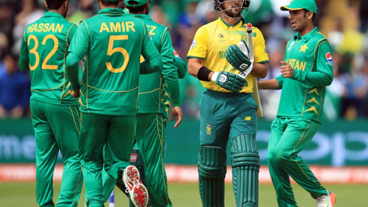 South Aftrica's JP Duminy leaves the field after being caught out