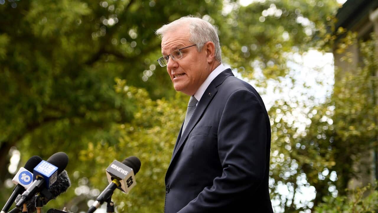 Prime Minister Scott Morrison addresses media during a press conference at Kirribilli House in Sydney, Friday, October 15, 2021. (AAP Image/Dan Himbrechts) NO ARCHIVING