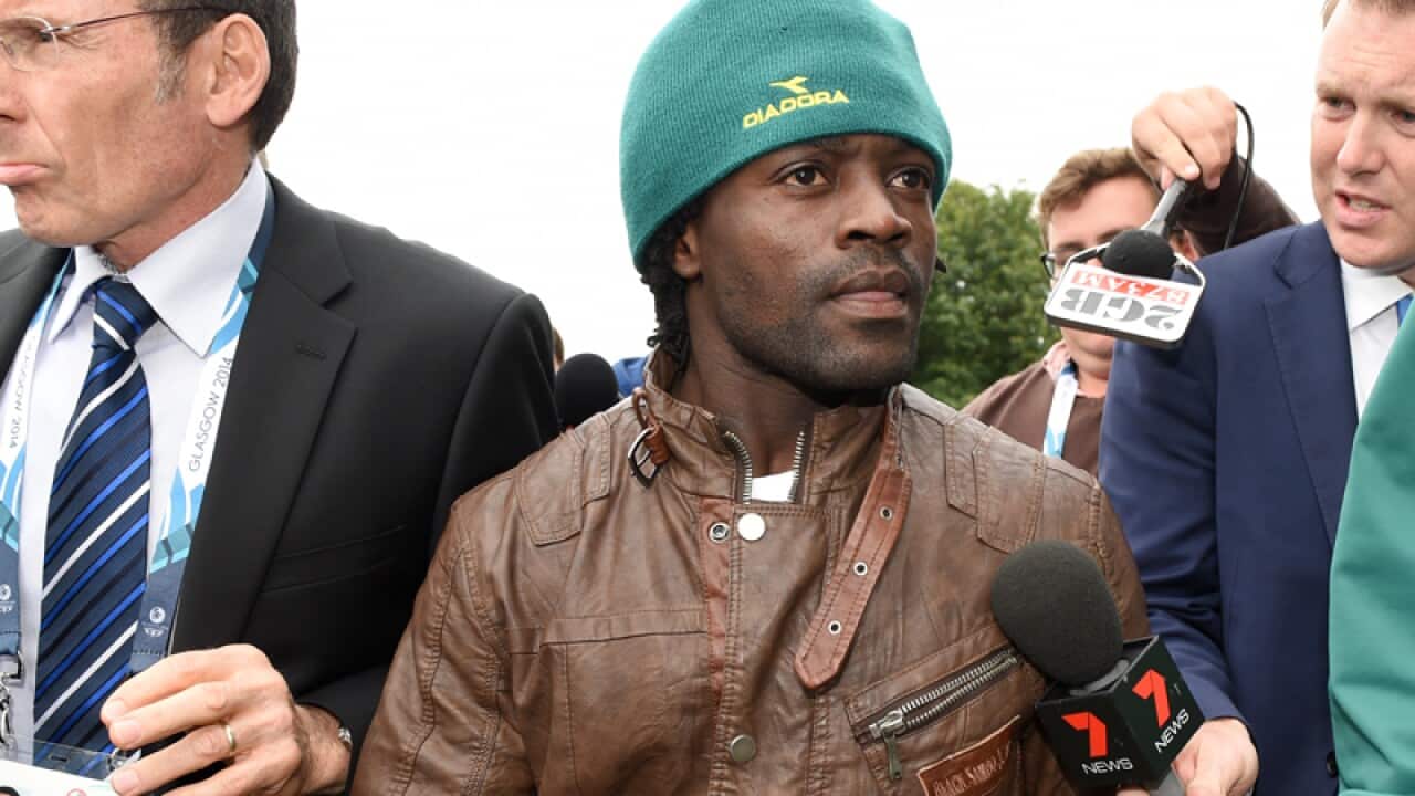 Australian Francois Etoundi leaves the Glasgow Sheriff Court