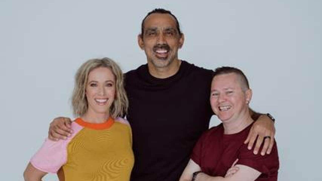 Ellie Laing, Adam Goodes and David Hart