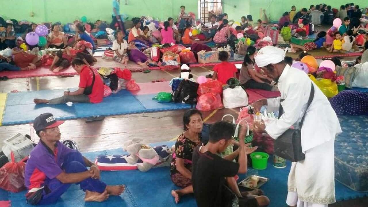 Evacuees from Mr Agung