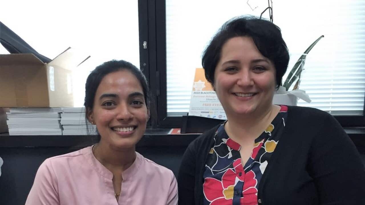 Job Seeker Shaliny Johnson with employment officer Haleh Emrahimian.