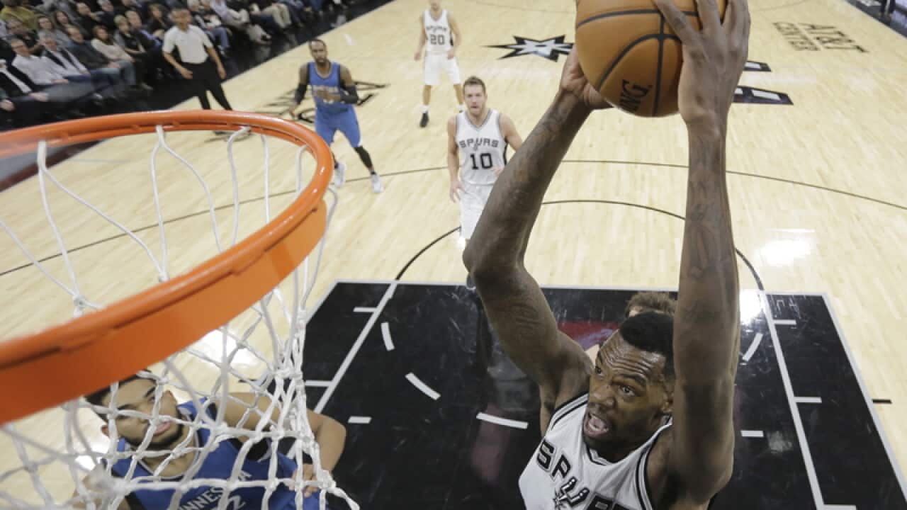 San Antonio Spurs center Dewayne Dedmon