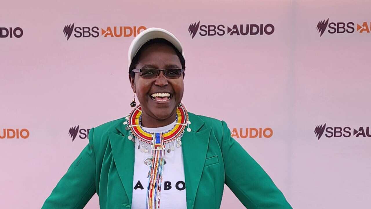 Lydia Chepkemboi katika kibanda cha SBS Audio kwenye tamasha ya Africultures.jpg