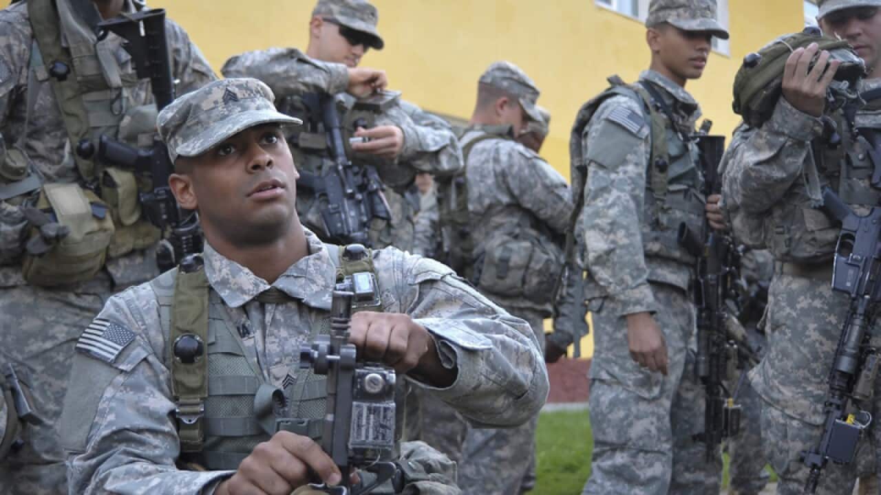 US soldiers prepare for a joint military exercise