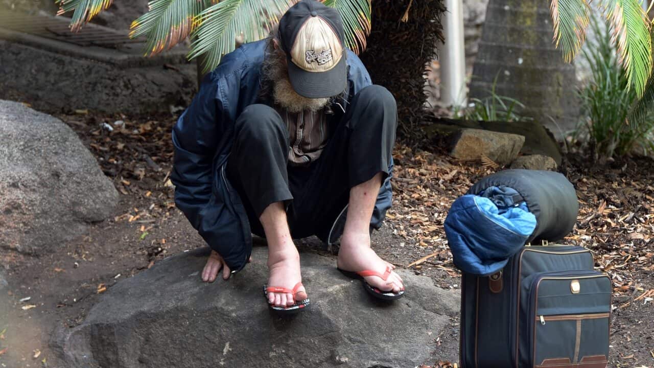 A homeless man in Brisbane - health inequity is growing in Australia