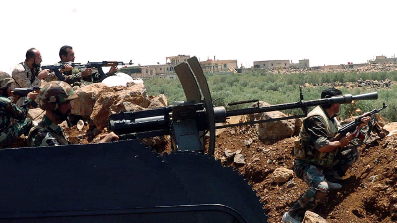 Members of the Syrian Arab Army (SAA) near Daraa Syria