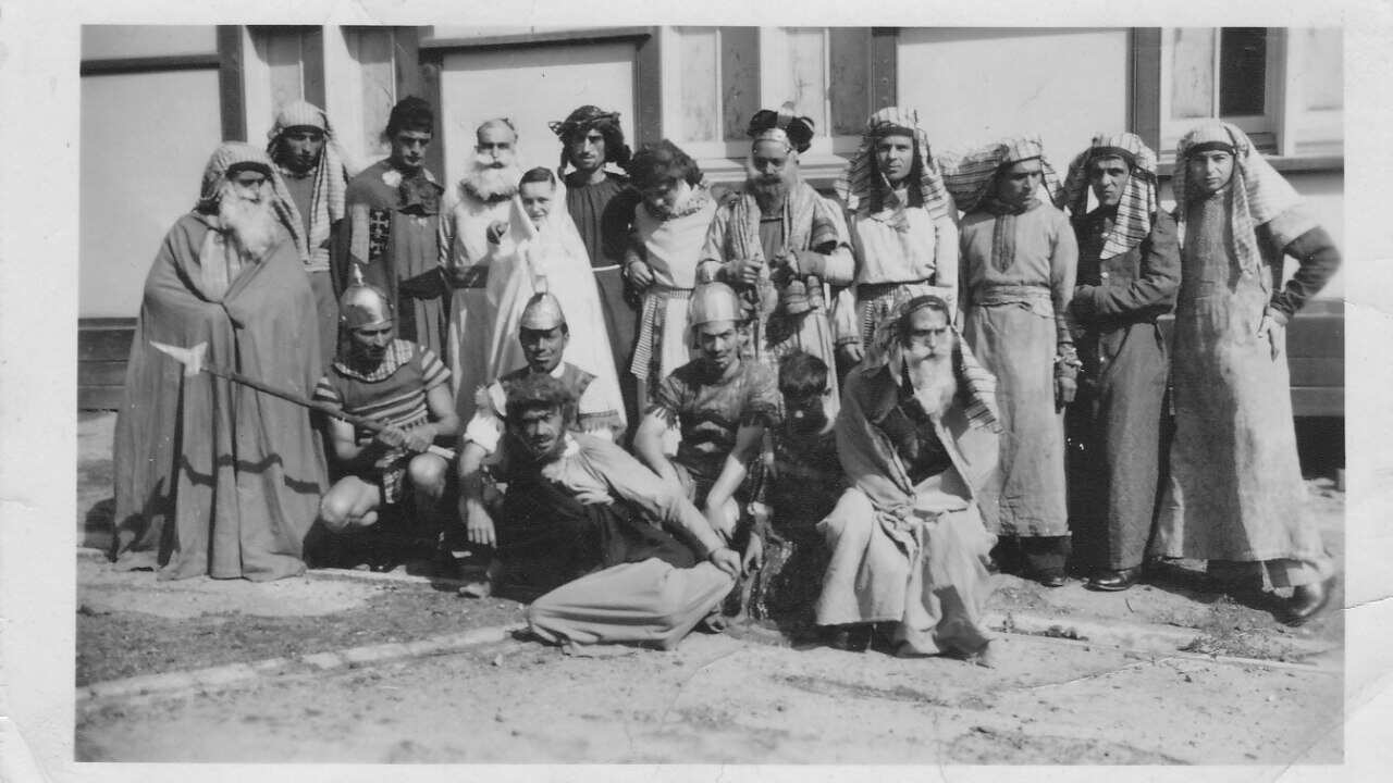 Cast of the Opera Sacra staged in Wonthaggi in 1953 and in Cathedral Hall, Melbourne in 1954 (young Sam in the front row).