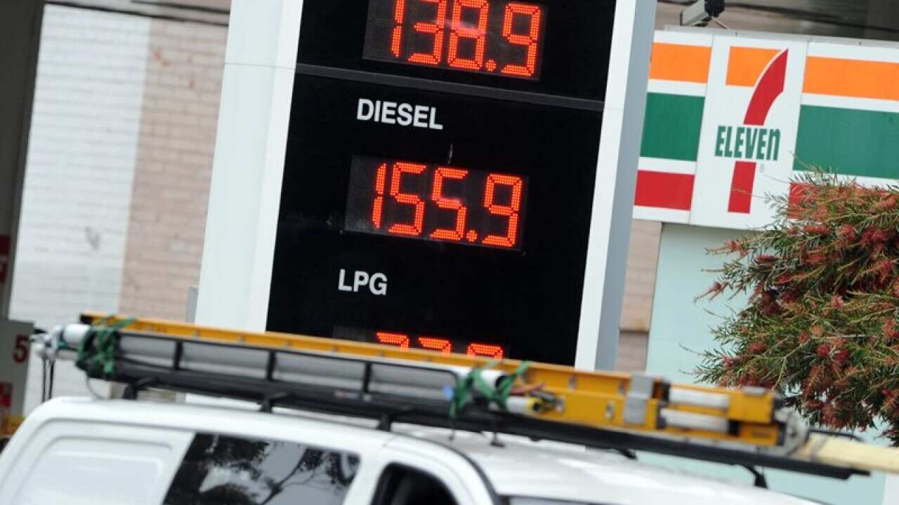 Petrol prices at a 7-Eleven store