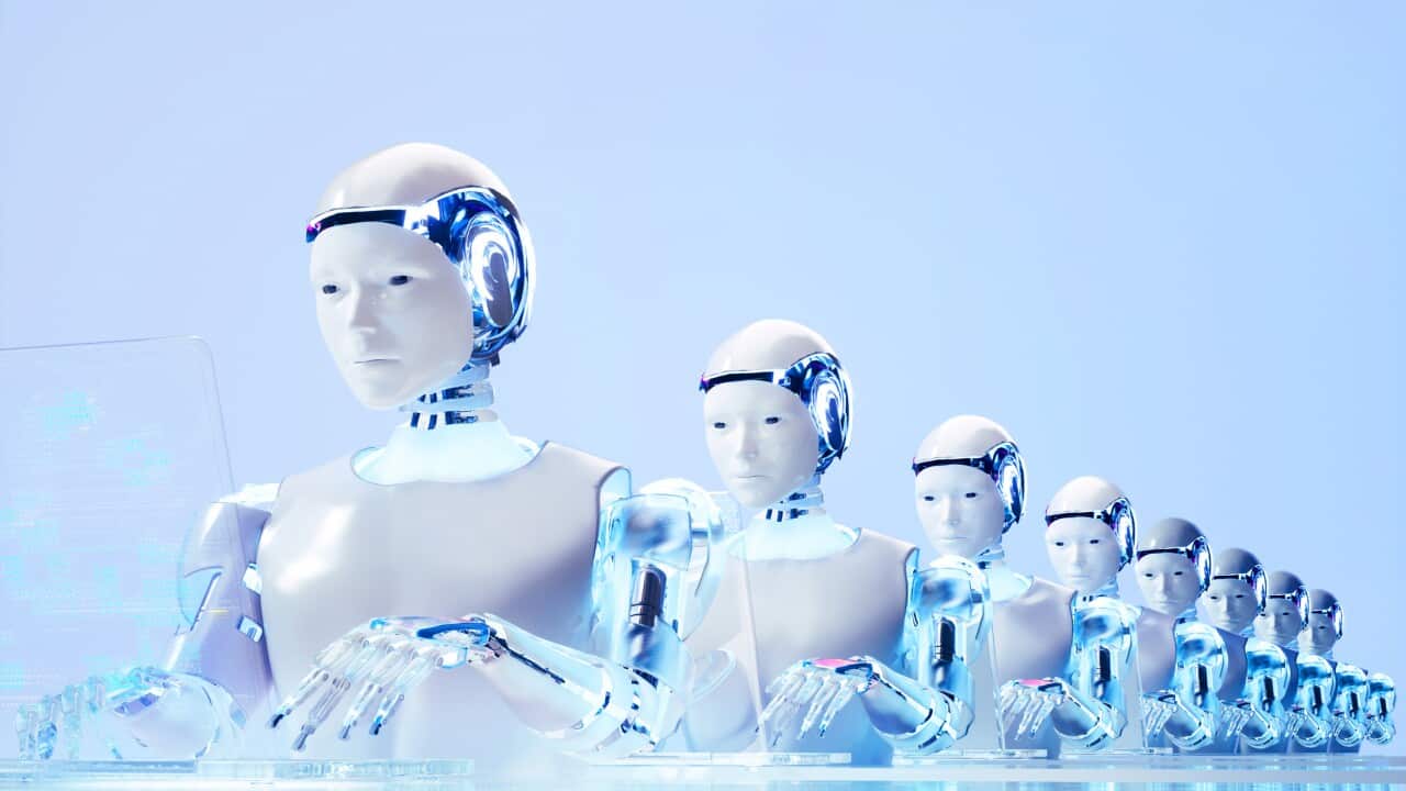 Artificial Intelligence robots working