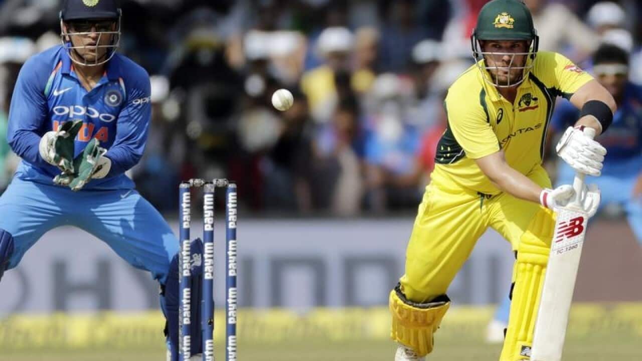 Australia cricket player Aaron Finch bats