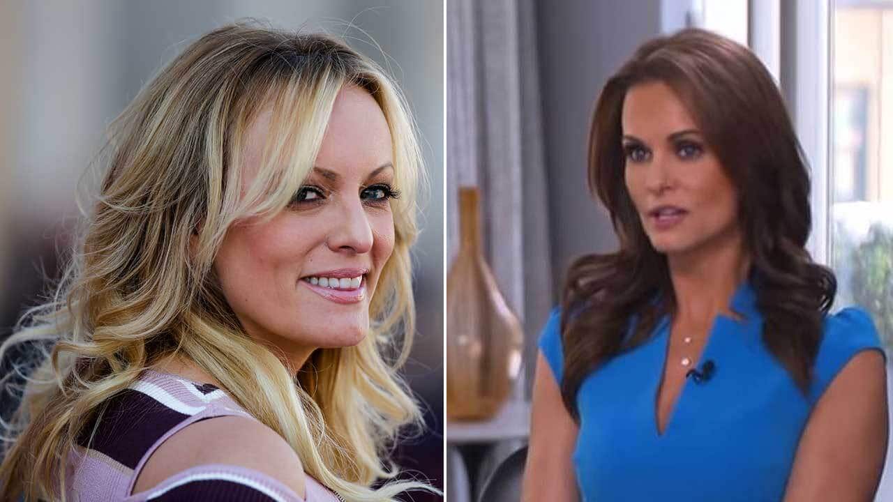 Trump's former lawyer Michael Cohen has said he paid hush money to adult film actress Stormy Daniels, left, and former Playboy model Karen McDougal.