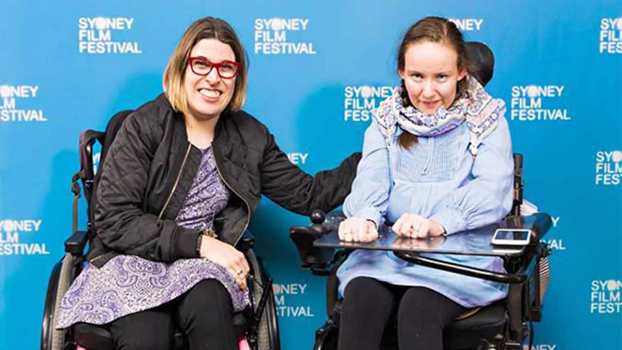 Johanna Garvin (L) and Emily Dash (R) at the Sydney Film Festival premiere of 'The Milky Pop Kid'.