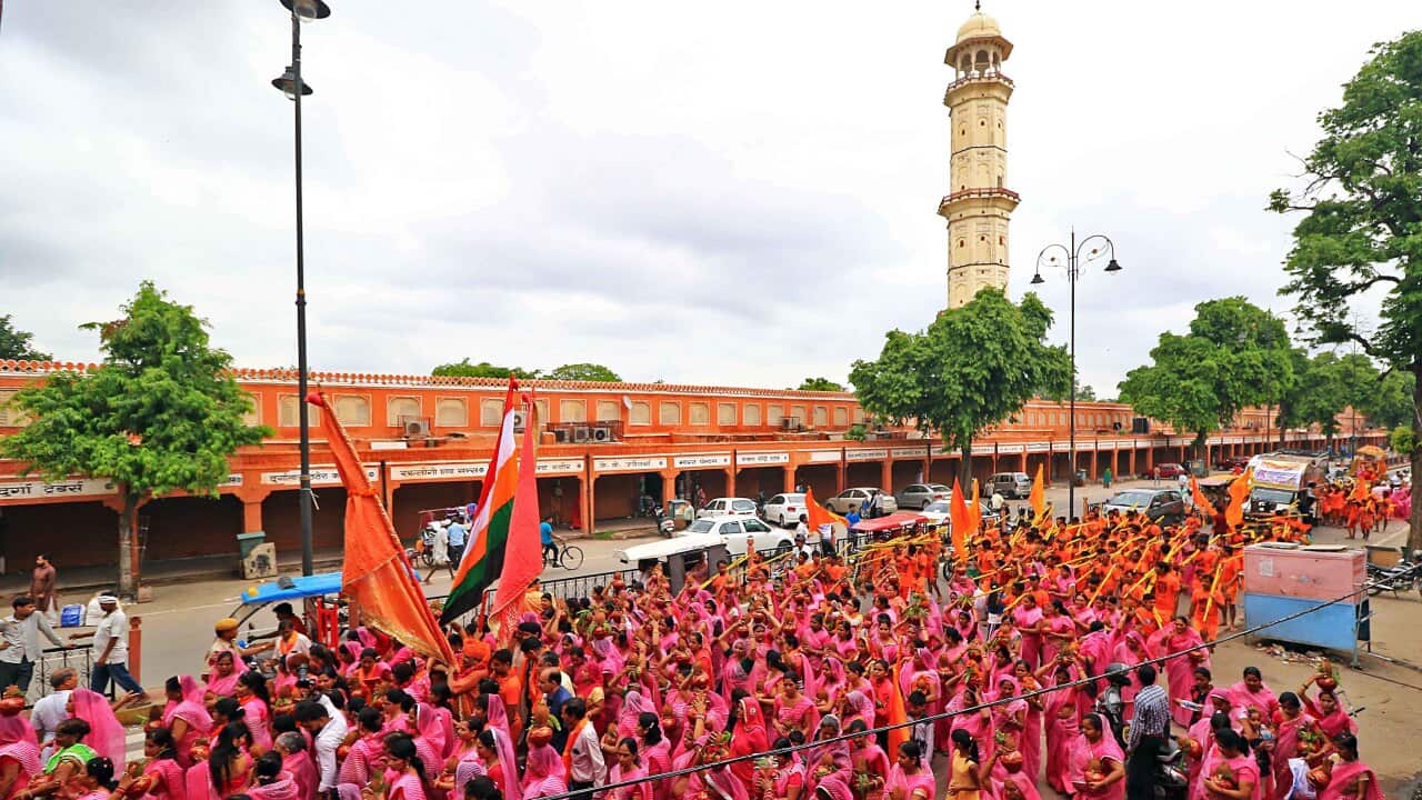 Devotees participate in the ' Kanwar and Kalash Yatra'