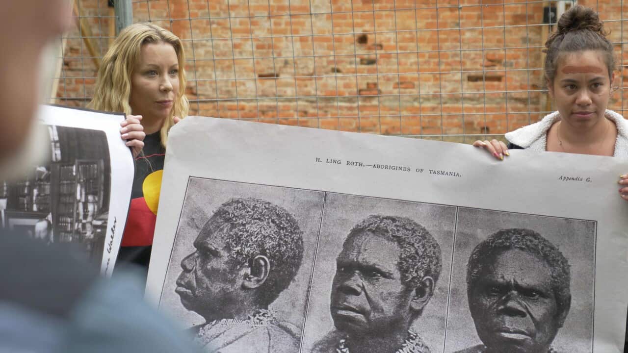 Tasmanian Aboriginal community members Nala Mansell and Nunami Sculthorpe Green.