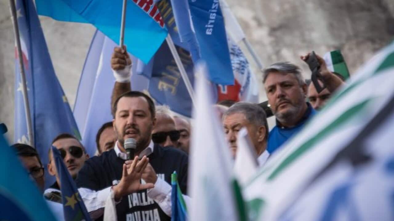 Secretary Of The Northern League Meets Protesters From The Penitentiary Police