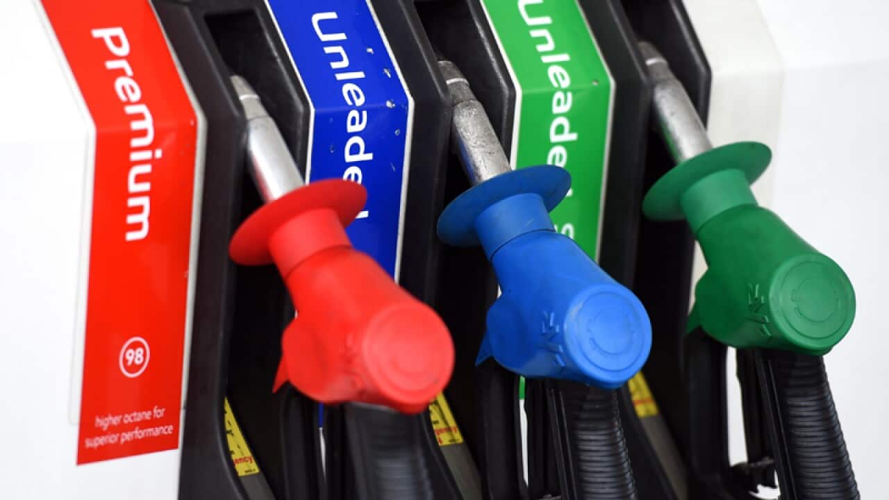 Petrol pumps at a service station