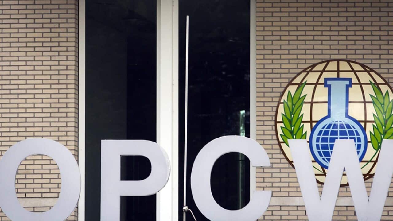 The logo of the OPCW, The Netherlands