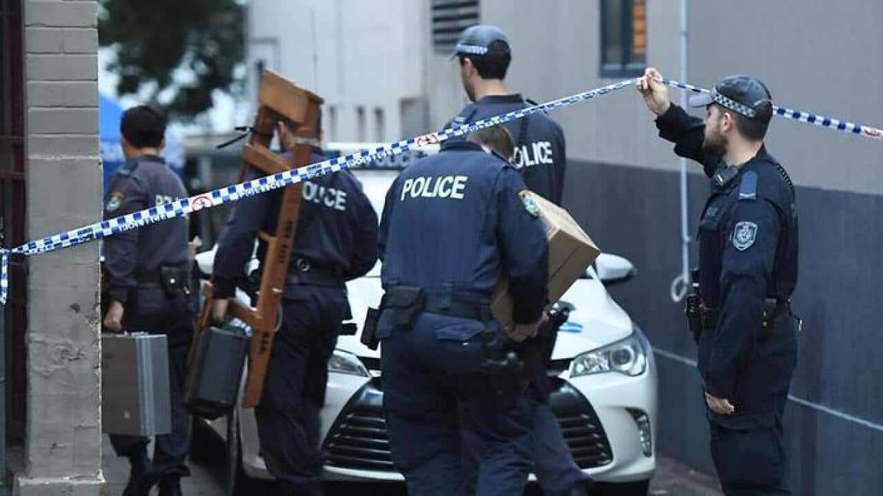 Police during the raids in Sydney (AAP)