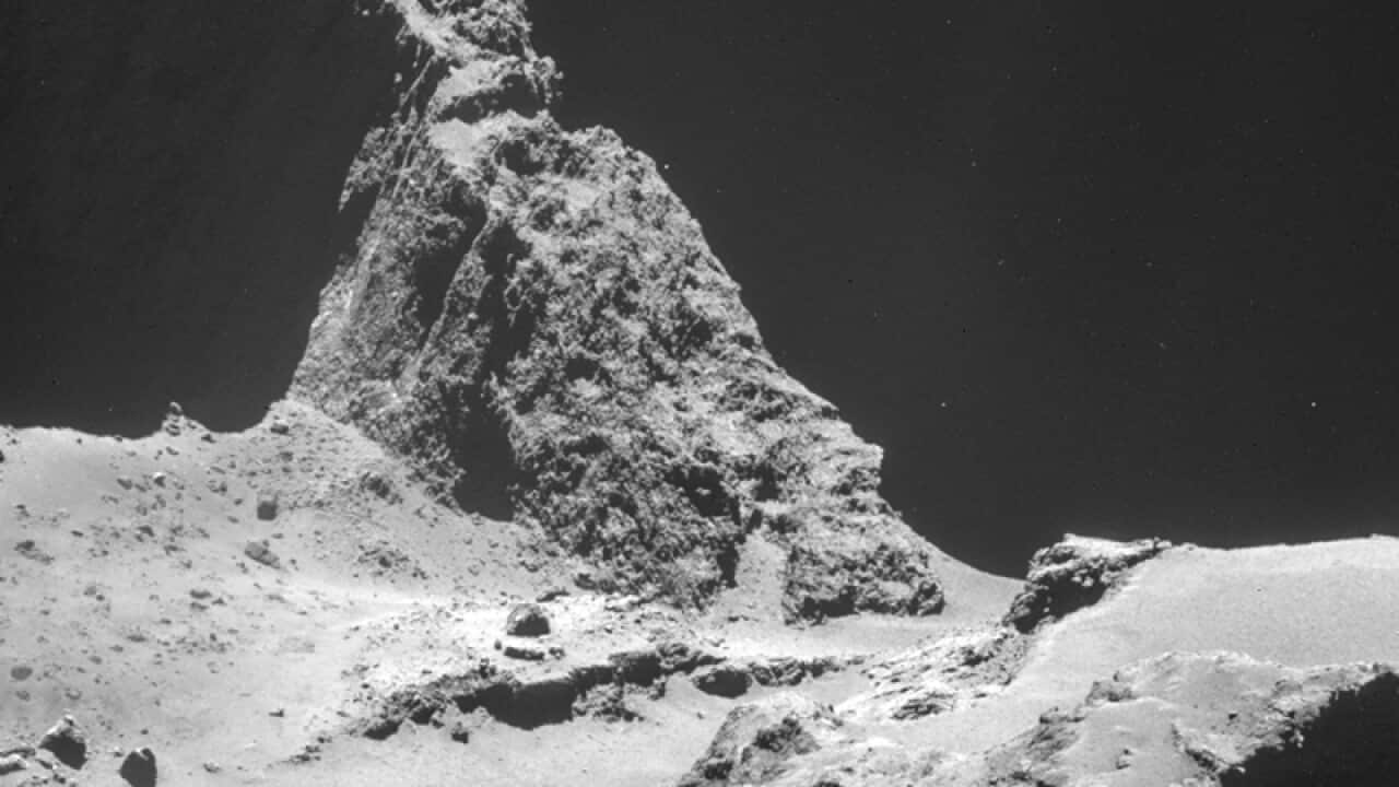 Picture from the probe landing on a comet.