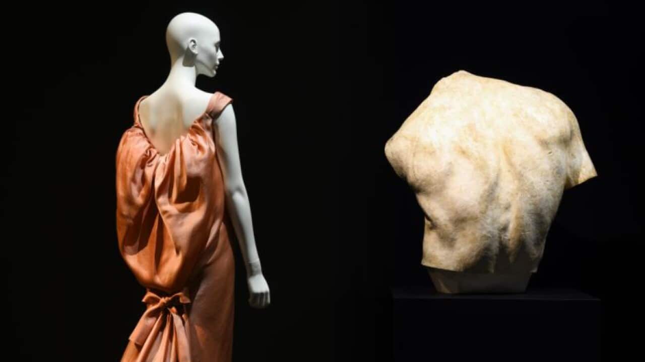 The exhibition features an artwork entitled the Torso of Adam by Antoine Bourdelle.