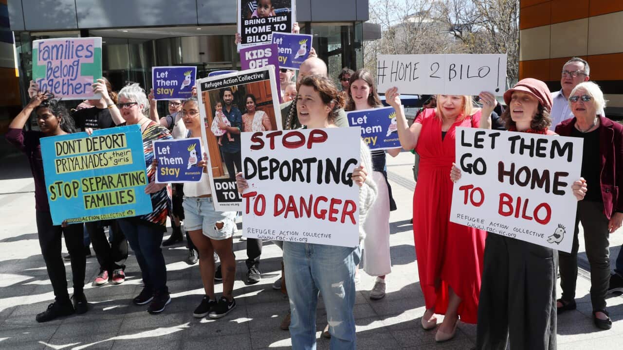 Protesters demanding the Tamil family are allowed to stay in Australia