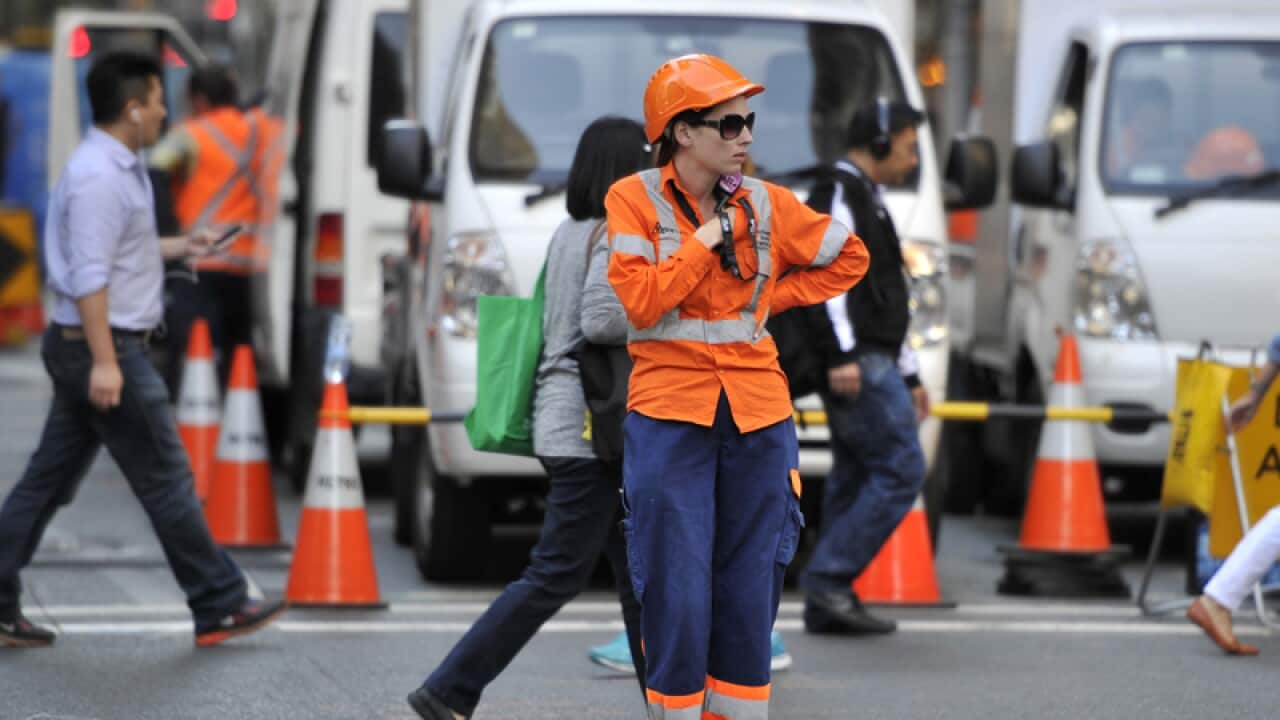 A traffic controller in the Sydney CBD