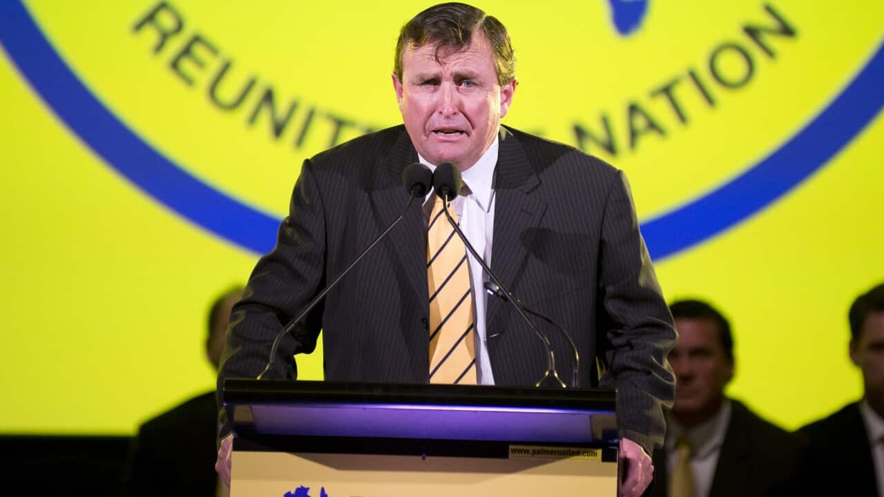 John Bjelke-petersen at the Palmer United Party's Nation Campaign Launch in 2013. (AAP)