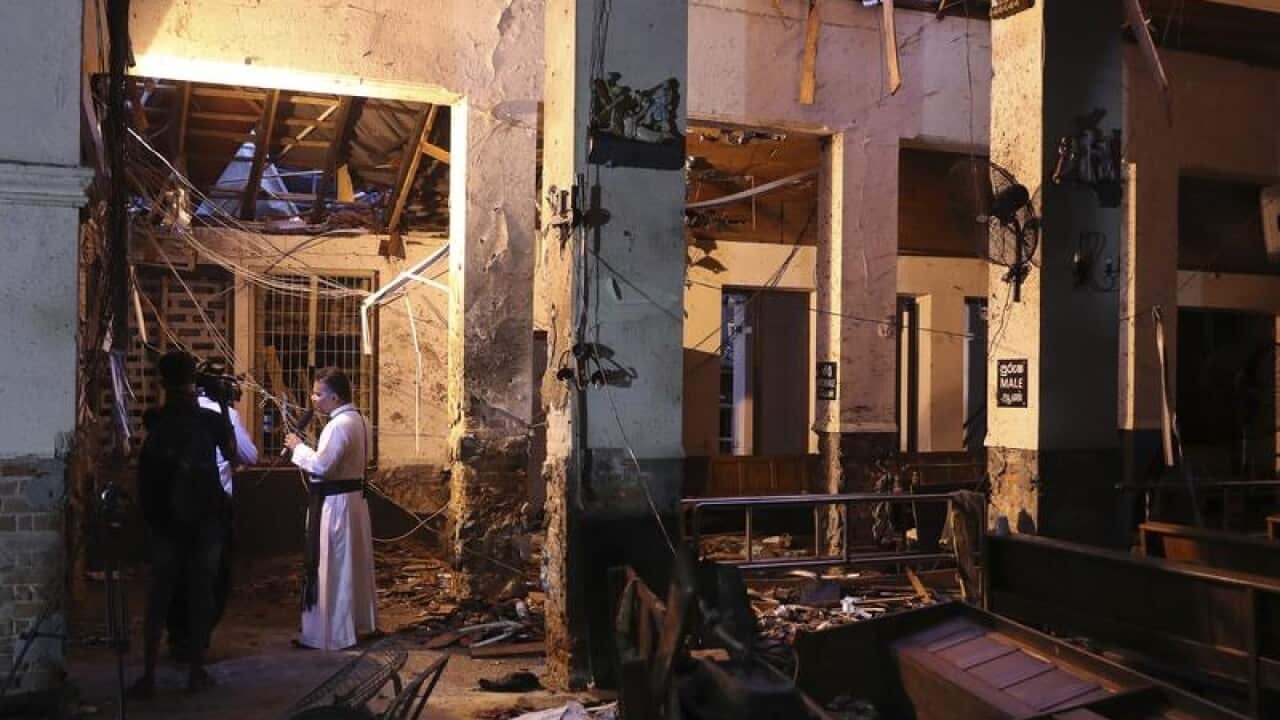 Inside the damaged St Anthony's Church in Colombo after the bombing