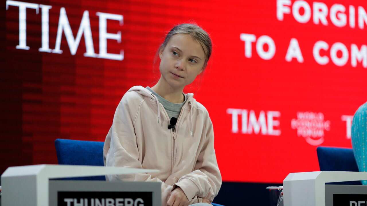Swedish environmental activist Greta Thunberg at the World Economic Forum in Davos