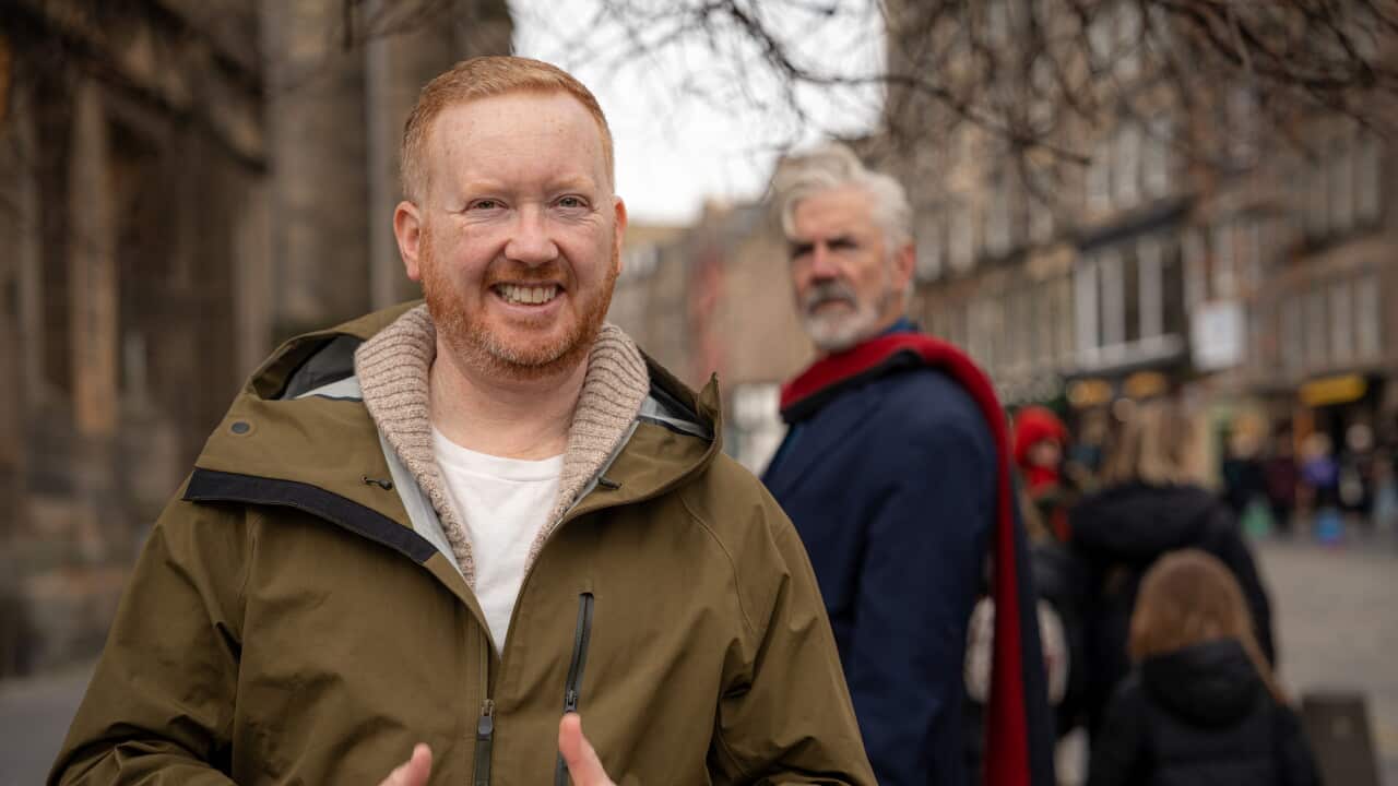 Luke McGregor and Shaun Micallef in 'Shaun Micallef's Origin Odyssey'.
