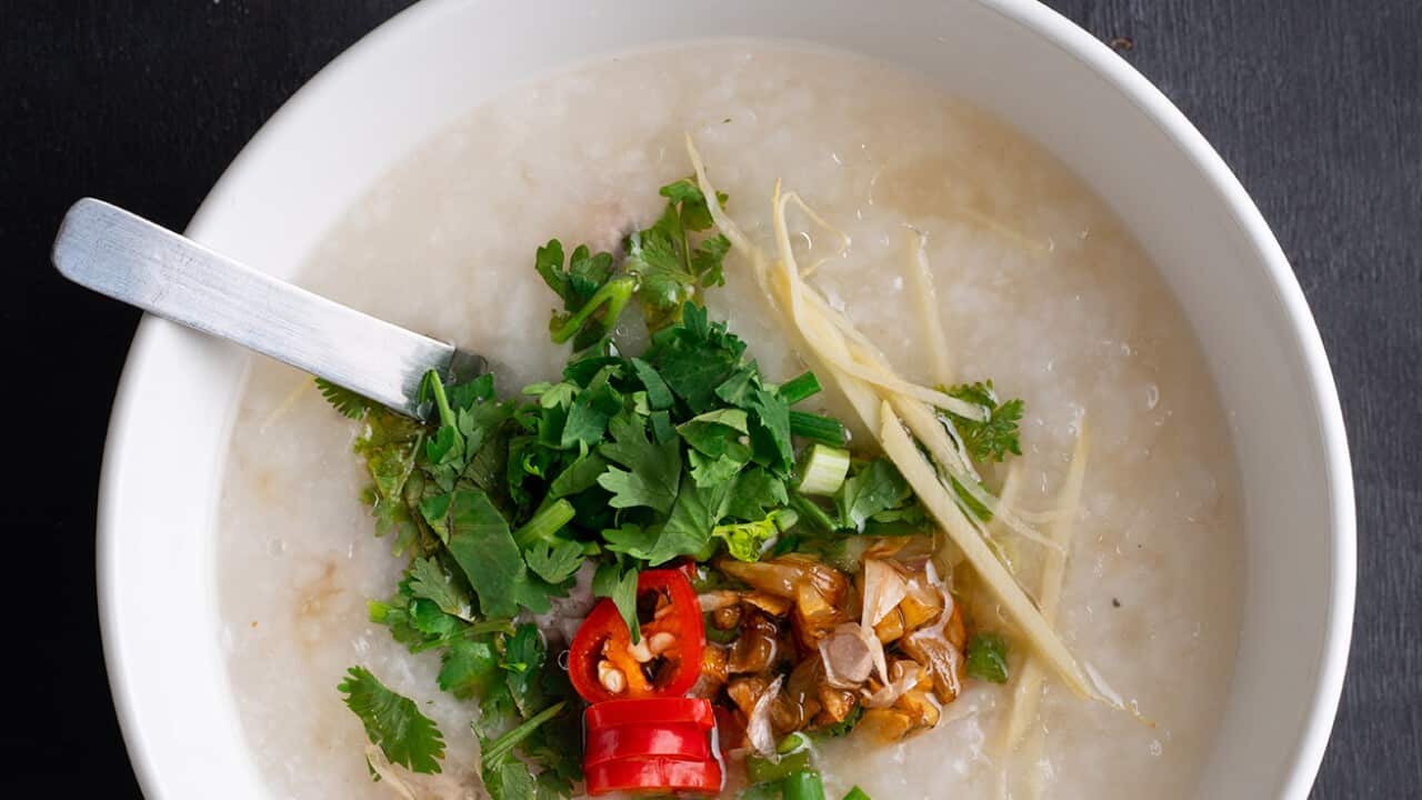 Thai breakfast rice soup