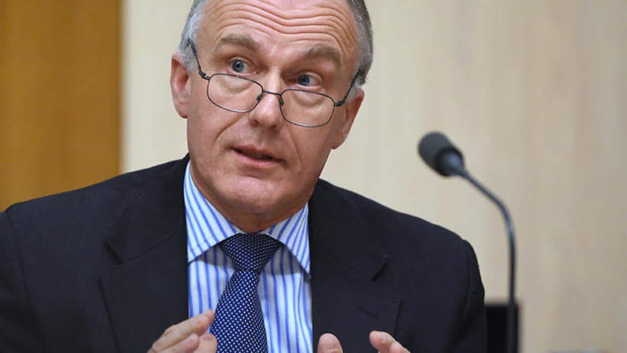Liberal Senator Eric Abetz appearing at a Senate Estimates Committee at Parliament House in Canberra on Monday, Nov. 30, 2015. (AAP Image/Mick Tsikas) NO ARCHIVING