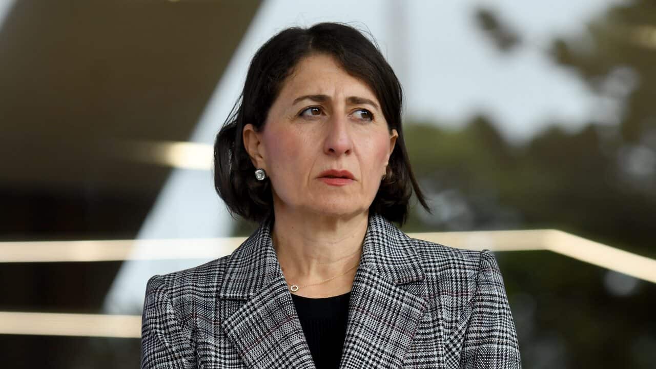 NSW Premier Gladys Berejiklian looks on during a COVID-19 update press conference in Sydney, Saturday, January 2, 2021. (AAP Image/Dan Himbrechts) NO ARCHIVING
