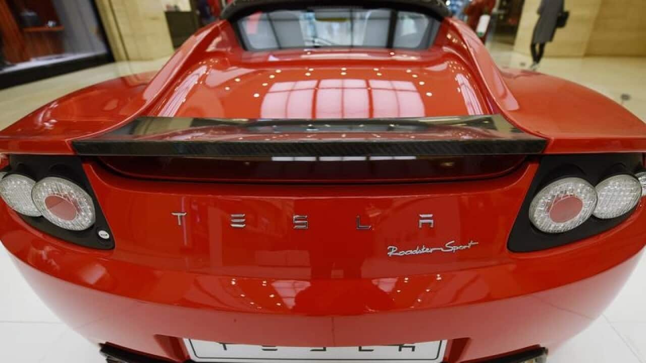 A Tesla Roadster