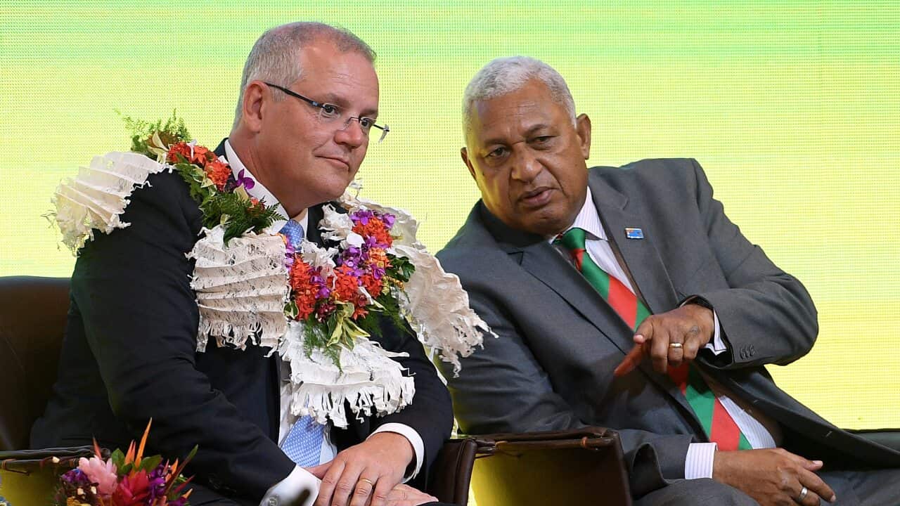 Prime Minister Scott Morrison and the Prime Minister of Fiji Frank Bainimarama.