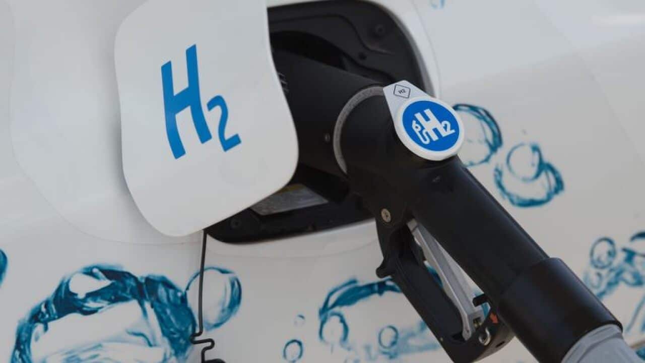 A nozzle at a hydrogen filling station in Germany