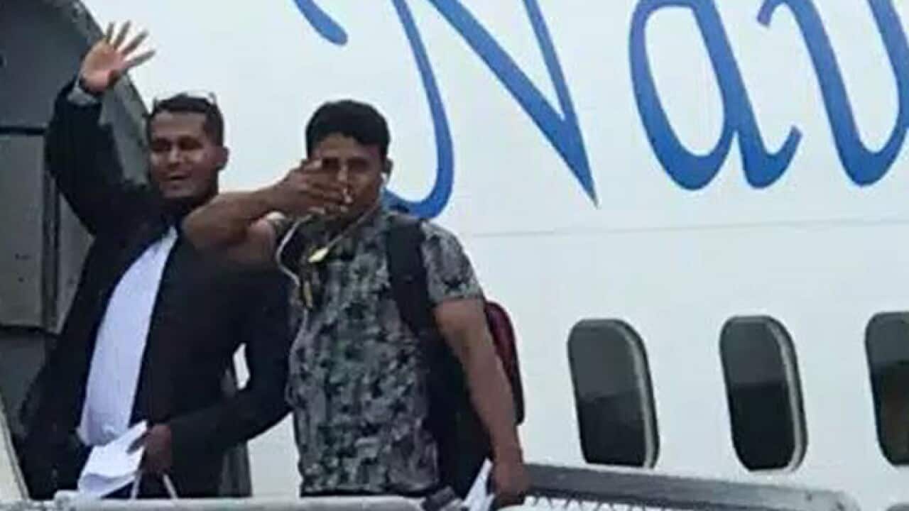 Rohingya refugees leaving Nauru for the US in February 2018