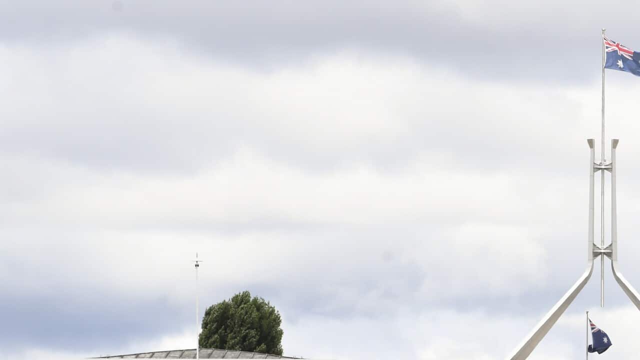 General view of the Aboriginal tent embassy in front of Old Parliament House in Canberra, Thursday, January 13, 2022. (AAP Image/Lukas Coch) NO ARCHIVING