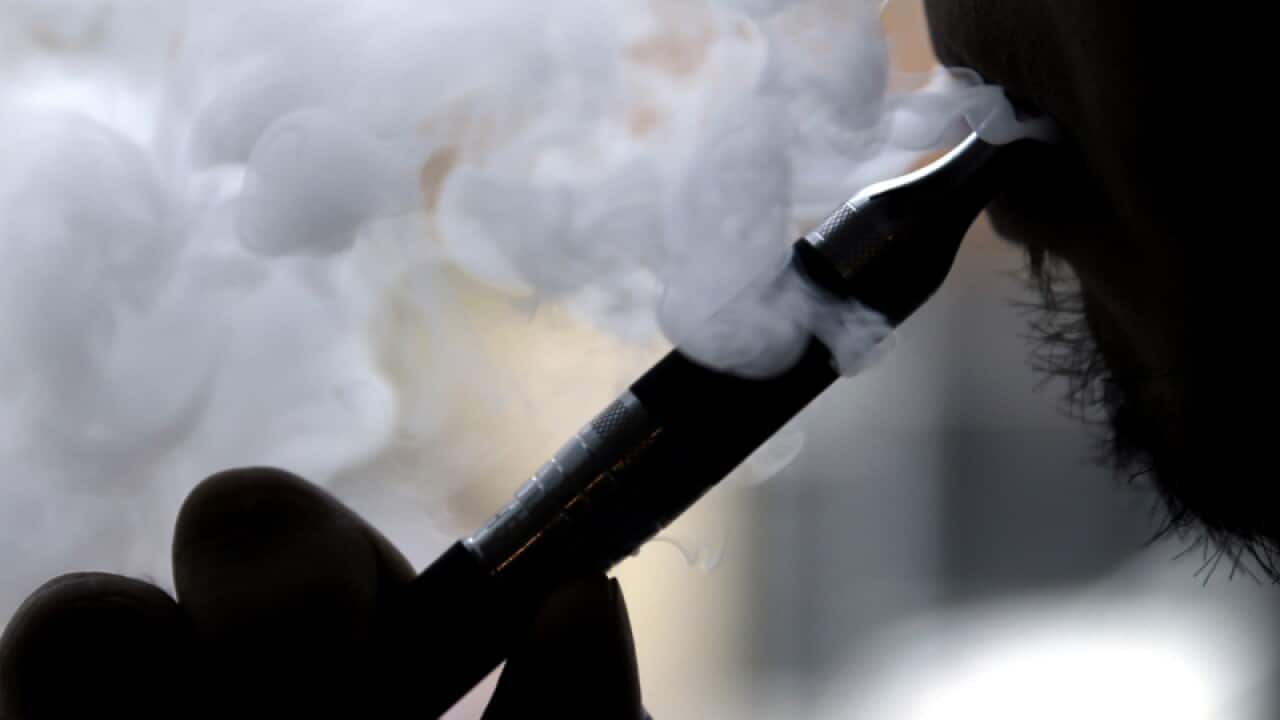 An e-cigarette is demonstrated
