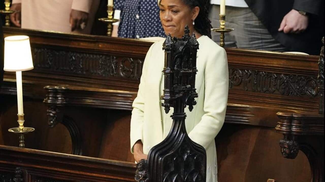 Meghan Markle's mother Doria Ragland in her seat at the royal wedding.