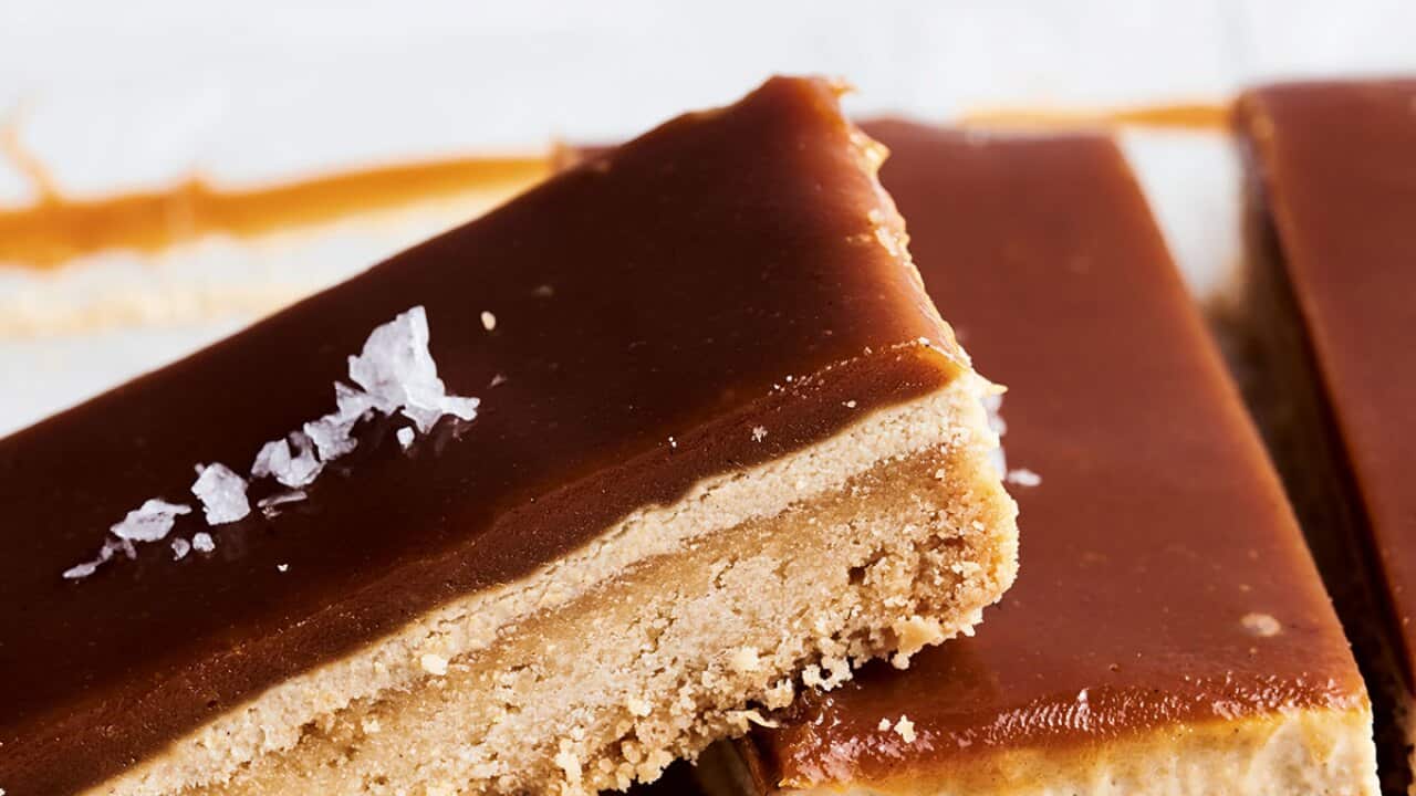 Tahini caramel shortbread