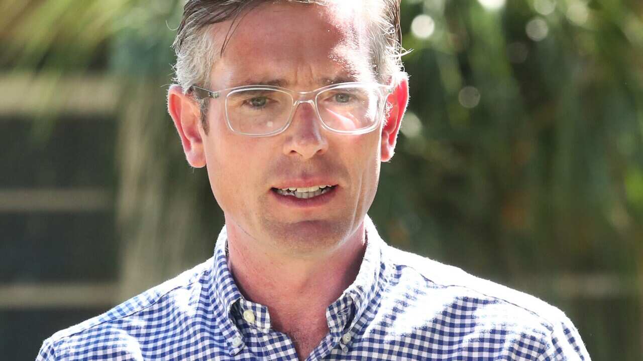 NSW Premier Dominic Perrottet is seen speaking.