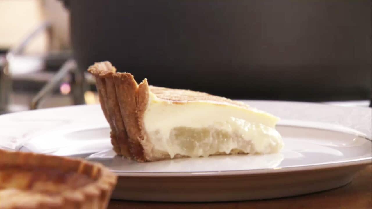 Apple custard and honey tart