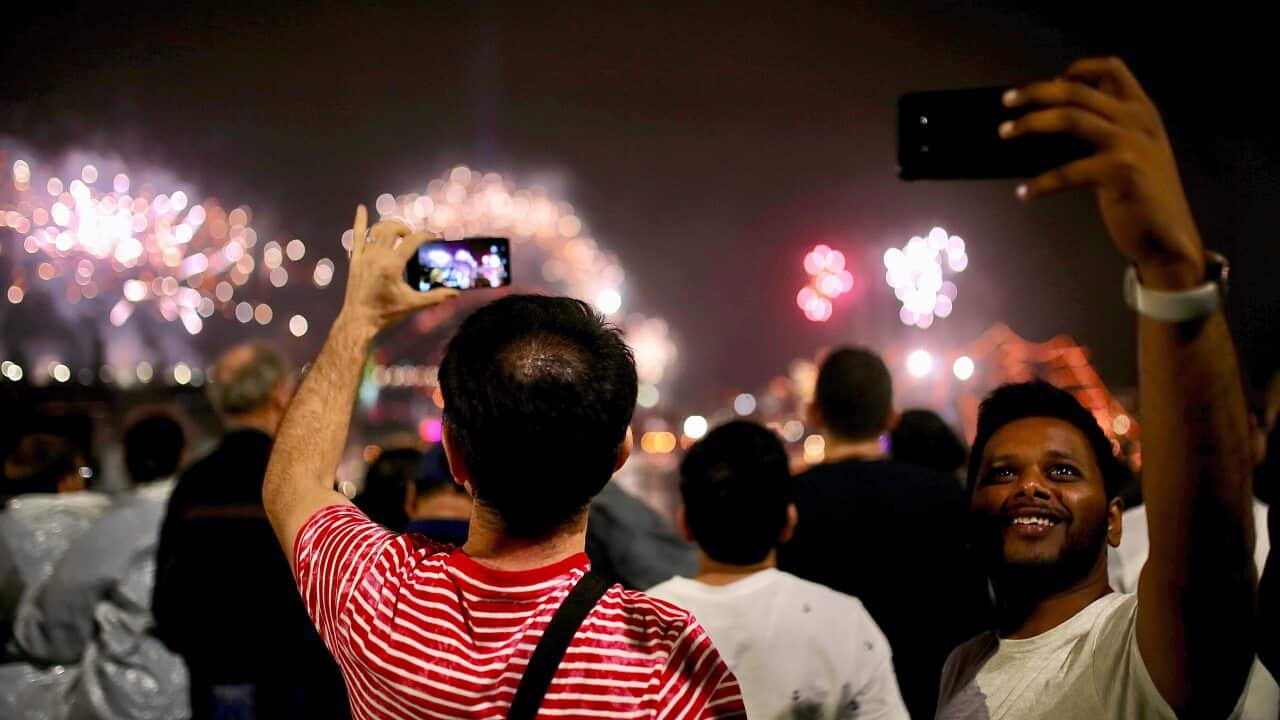 Fireworks explode above the Sydney Harbour Bridge during New Year's Eve celebrations in Sydney, Wednesday, 1 January, 2020.