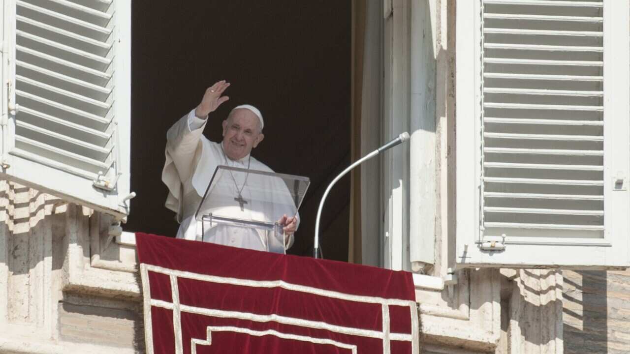 Pope Francis greets the crowd of faithful at the Vatican