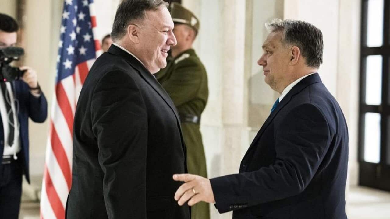 Mike Pompeo with Hungarian Prime Minister Viktor Orban