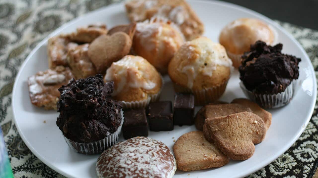 cakes and biscuits on plate
